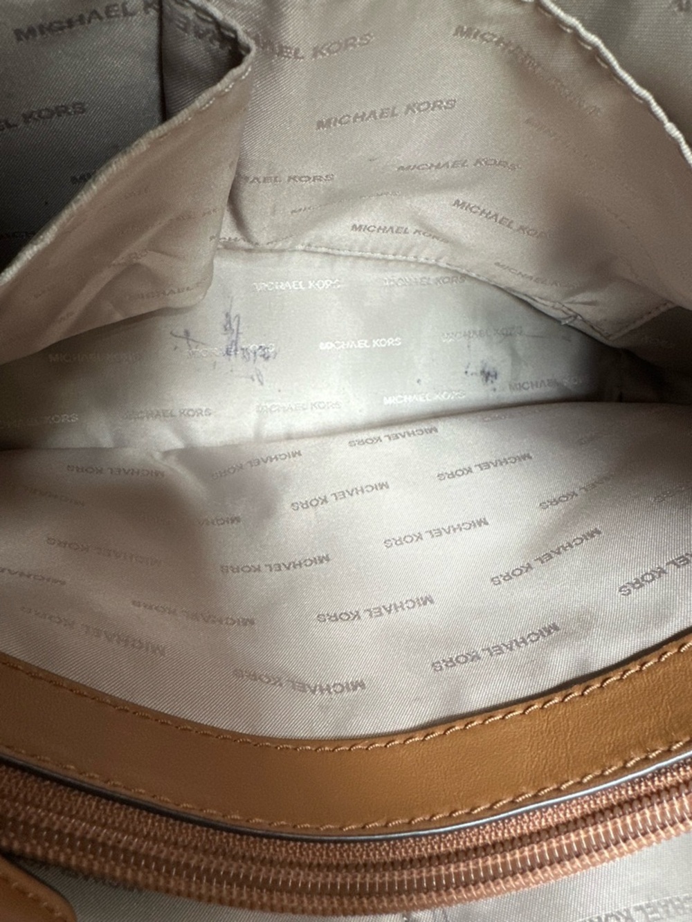 Michael Kors Jet Set Logo Chain Shoulder Bag Brown Coated Canvas Good Condition - Picture 14 of 15